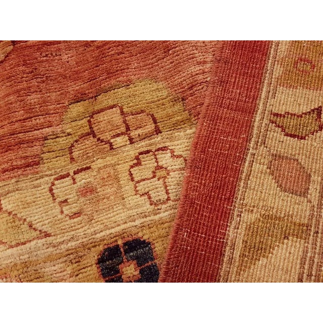1980s Rustic Southwestern Kafkaz Peshawar Rebbecca Rose/Tan Wool Rug - 12'2 X 16'3 For Sale In New York - Image 6 of 7