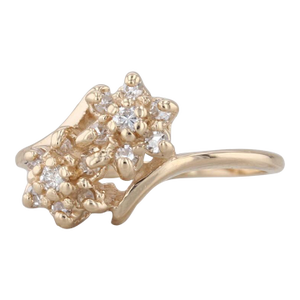 0.18ctw Diamond Flower Cluster Bypass Ring 14k Yellow Gold Size 4.75