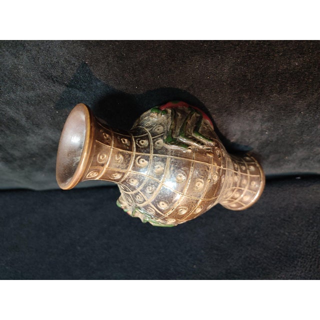 Chinese Ceramic Vase,Brown Glaze Porcelain Vase Hand Carved Spider Pattern For Sale - Image 9 of 12