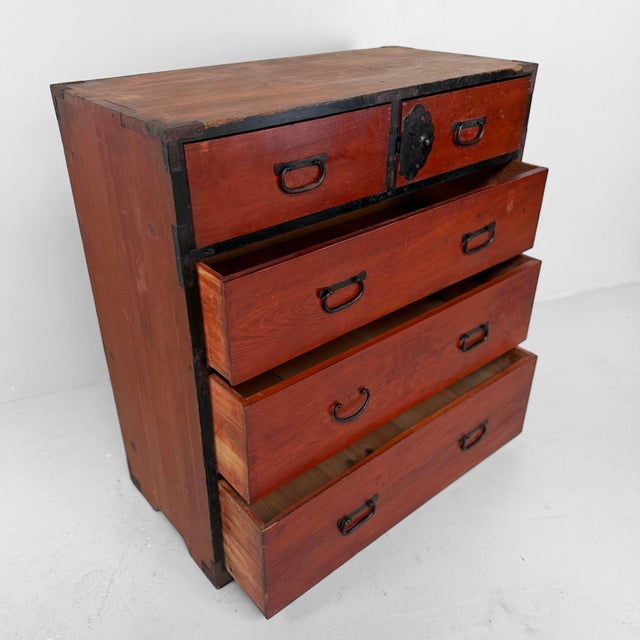 Contemporary Japanese Kimono Tansu Storage Chest, 1880s For Sale - Image 3 of 13