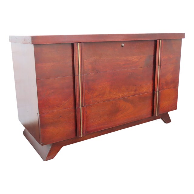 Mid Century Lane Cedar Chest Blanket Trunk Window Bench With a Drawer 6657 For Sale