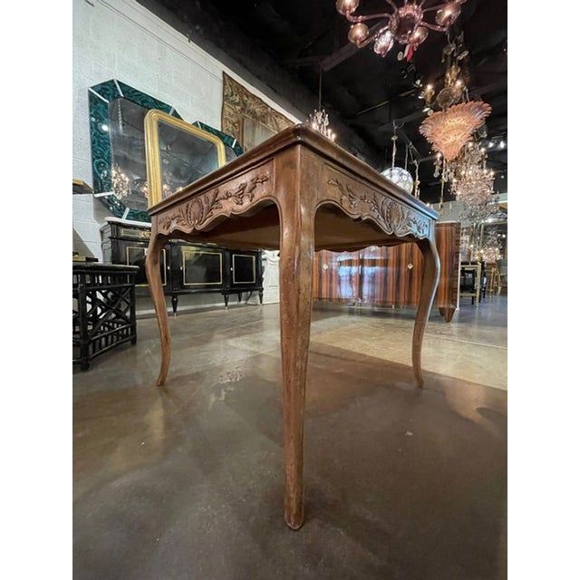 Vintage French Provincial Carved Walnut Games Table For Sale - Image 9 of 9