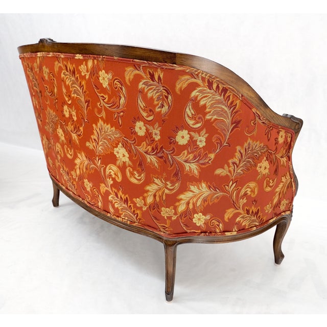 Red Carved Walnut Country French Down Cushions Compact Sofas - A Pair For Sale - Image 8 of 12