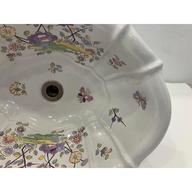 This hand painted sink was made in Italy for Sherle Wagner This is a counter mounted sink 19.5 w 15.5 d 8.5 h