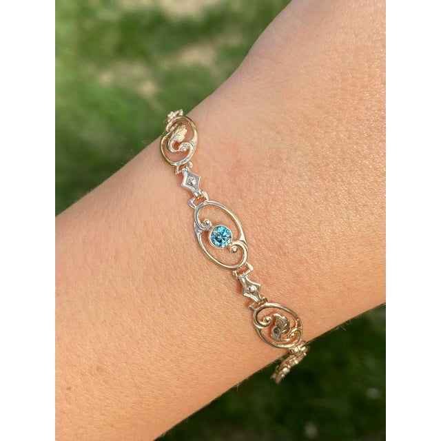 The Redver: Ladies Retro Yellow Gold Bracelet set with Zircon For Sale - Image 4 of 4