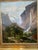 Beautiful large 19th century mountain landscape painting. Oil on canvas measures 18” x 21”. With the fantastic gold gilt...