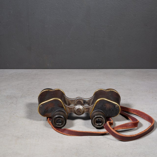 Antique Leather Wrapped German Binoculars and Case c.1921 For Sale - Image 4 of 10