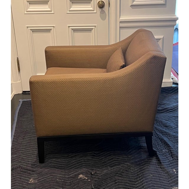 Tan Transitional Custom Armchairs in Jim Thompson Silk Upholstery For Sale - Image 8 of 8