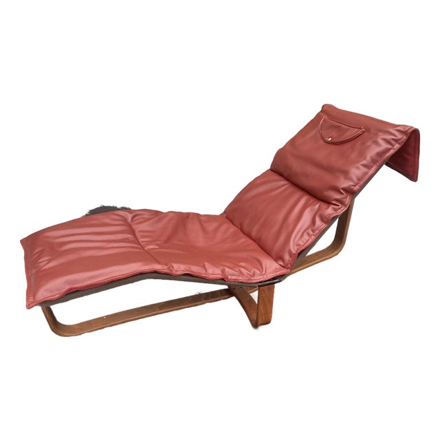 Mid Century Ingmar Relling for Westnofa Bentwood Rocking Chaise Lounge With Reversible Cushion For Sale