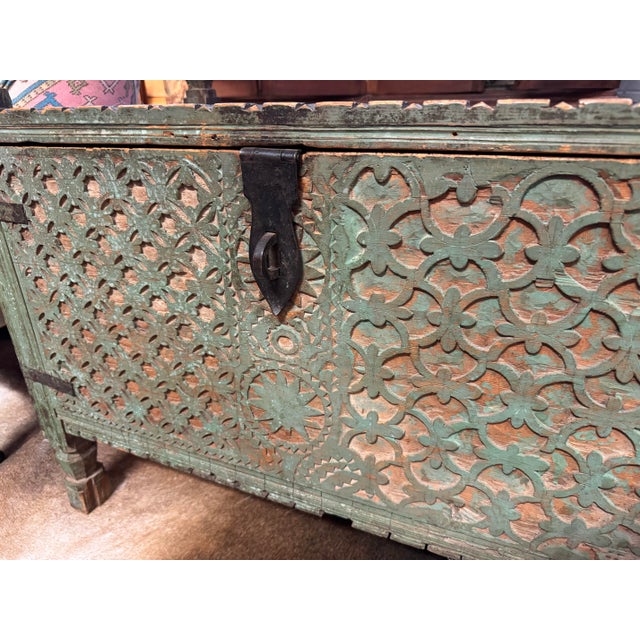 19th Century Nomadic Afghani Wedding Chest- Heavily Carved For Sale - Image 4 of 17