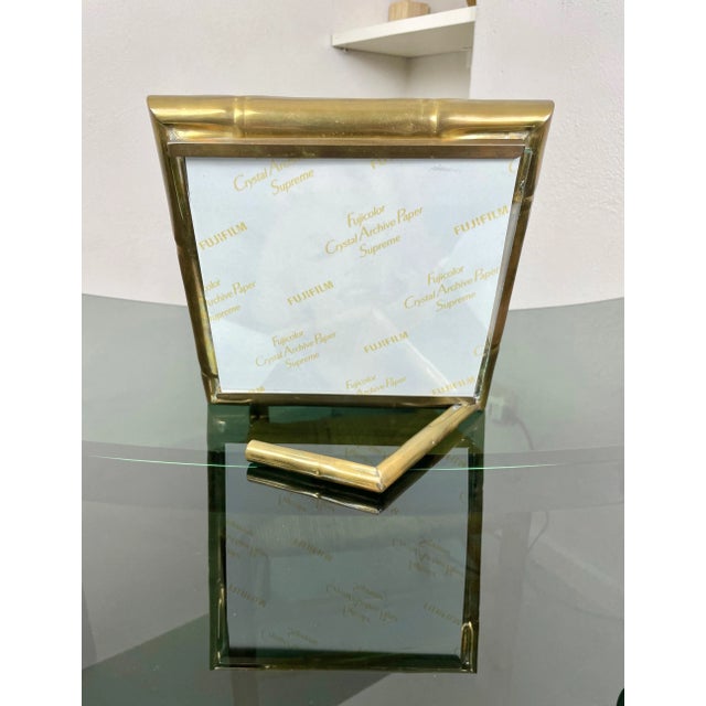 Gold Faux Bamboo Brass Picture Frame by Tommaso Barbi, Italy, 1970s For Sale - Image 8 of 12