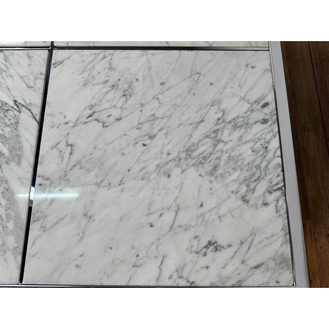 1970s Chrome & White Modern Marble Coffee Table Attributed to the Pace Collection For Sale - Image 12 of 12