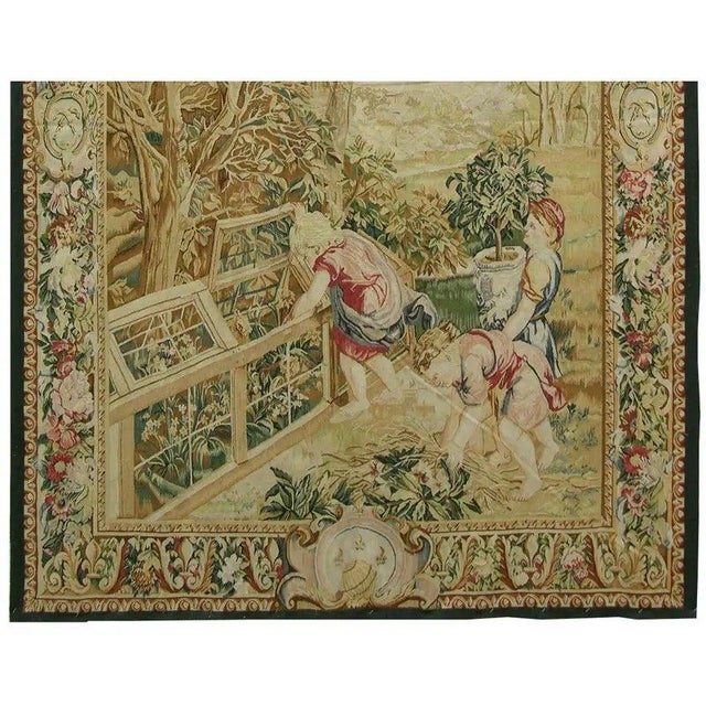 Traditional Vintage Tapestry Depicting Greenhouse For Sale - Image 3 of 9