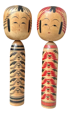 Large Dentō Kokeshi, Tōgatta-Kei, Japan, 1980s, Set of 2