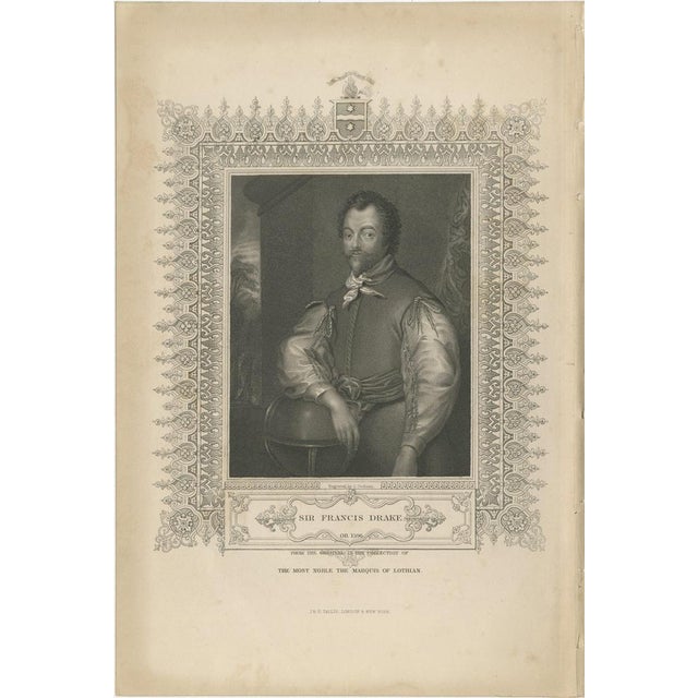 Antique Portrait of Sir Francis Drake Tallis, 1850 For Sale - Image 3 of 9
