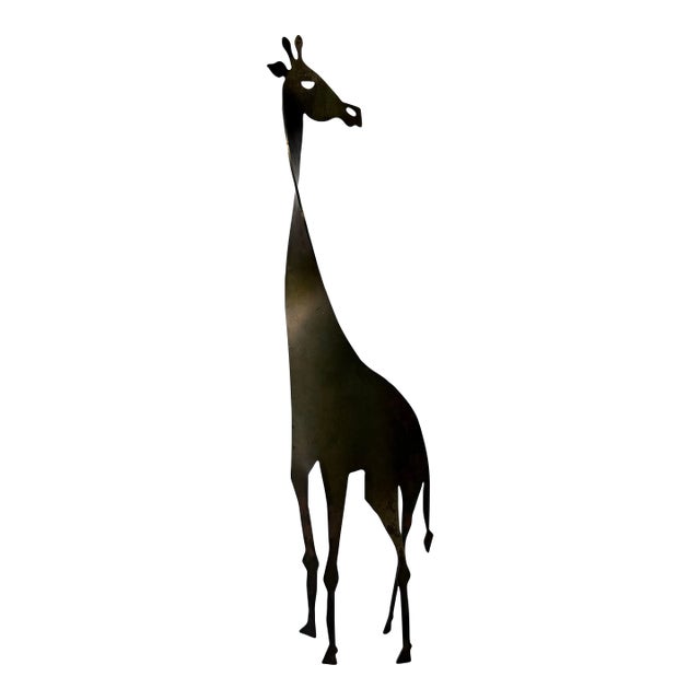 1980’s David Lesser Steel Cutout Giraffe Sculpture – Signed For Sale