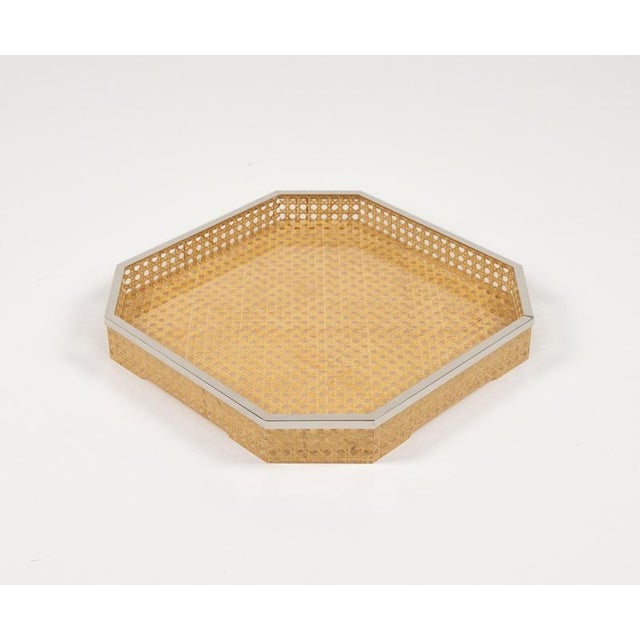Centerpiece in Acrylic Glass, Wicker and Brass in the style of Christian Dior, Italy, 1970s For Sale - Image 12 of 14