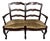 Vintage Indonesian Double Rush Seat Bench in French Country Style For Sale