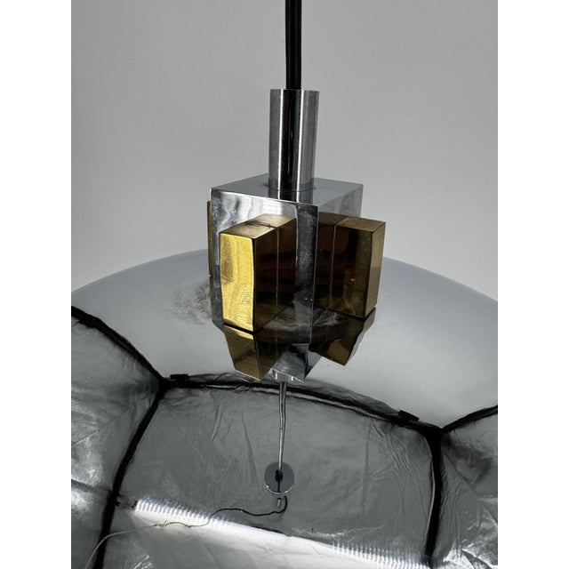 Bauhaus Pendant Lamp in Chrome and Brass by Art Line, 1980s For Sale - Image 12 of 15