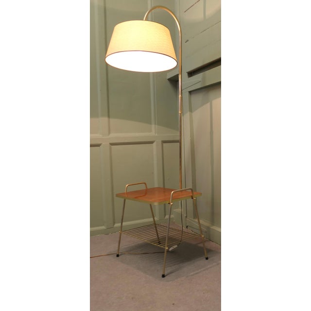 Metal French Floor Lamp with Coffee Table and Magazine Rack, 1950 For Sale - Image 7 of 9