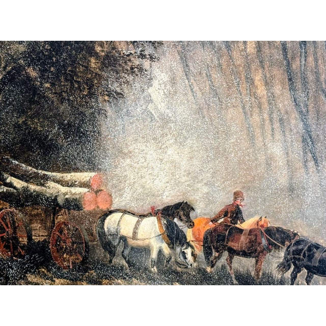 Textile 19th Century Christian Adolph Schroeder Oil on Canvas of Carriage or Sleigh Pulled by Horses For Sale - Image 7 of 8