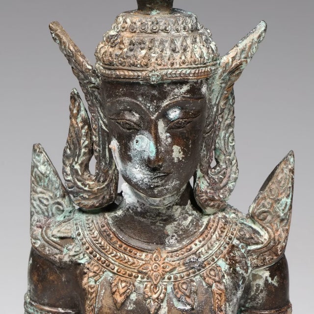 Metal Thepphanom Thai Oxidized Brass Statue For Sale - Image 7 of 9