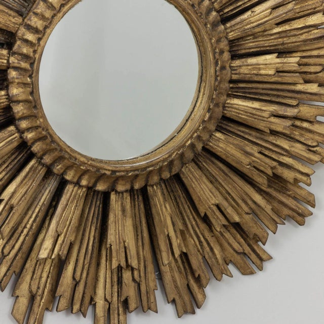 Large Early-Mid 20th Century French Art Deco Giltwood Sunburst Mirror For Sale In Wichita - Image 6 of 12