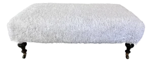 Oversized Ottoman W/ New White Boucle Upholstery