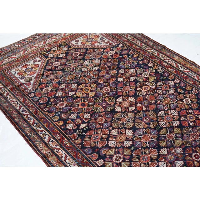 Red Antique Qashqai Rug 4'6'' x 8'2'' For Sale - Image 8 of 11