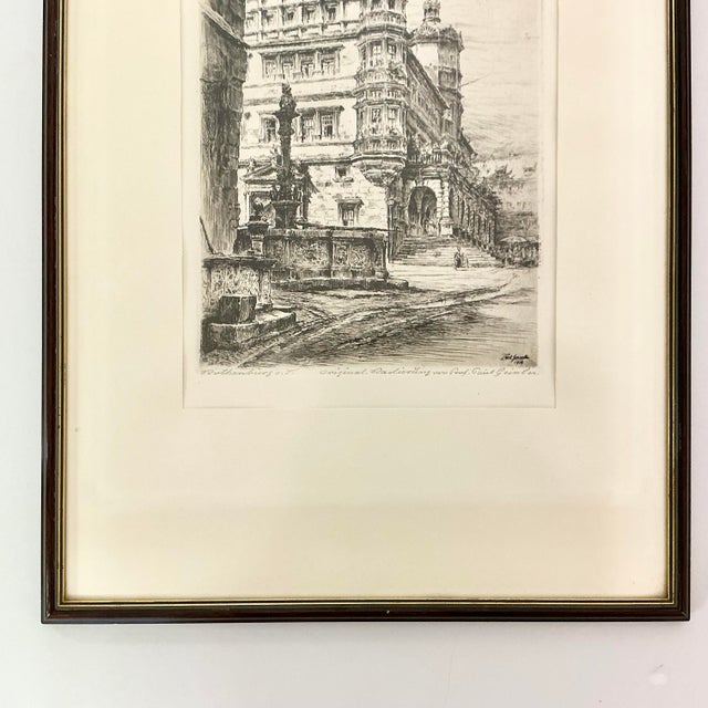 1919 Antique German Architectural Original Print Etching Artist Signed Proof, Rothenburg. For Sale - Image 4 of 15