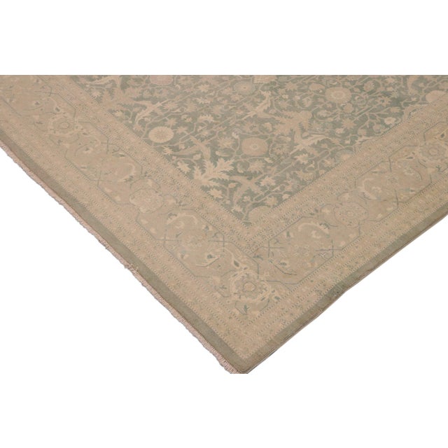 Boho Chic Green/Gray Wool Rug - 9'1'' X 12'0'' For Sale - Image 4 of 10