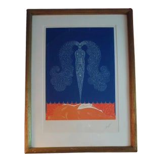 Late 20th Century "Le Rideau L 'Hiver" Art Deco Artist's Proof Lithograph by Erte, Framed For Sale