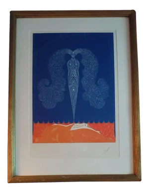 Late 20th Century "Le Rideau L 'Hiver" Art Deco Artist's Proof Lithograph by Erte, Framed