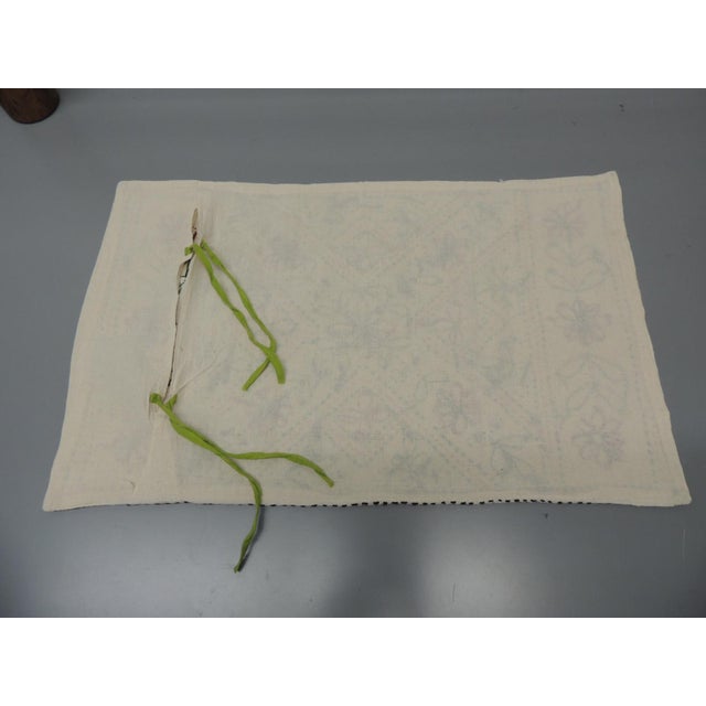 Green and Red Indian Embroidered Bolster Pillow Floral pattern Tiebacks closure. No insert Size: 15"H x 24"L