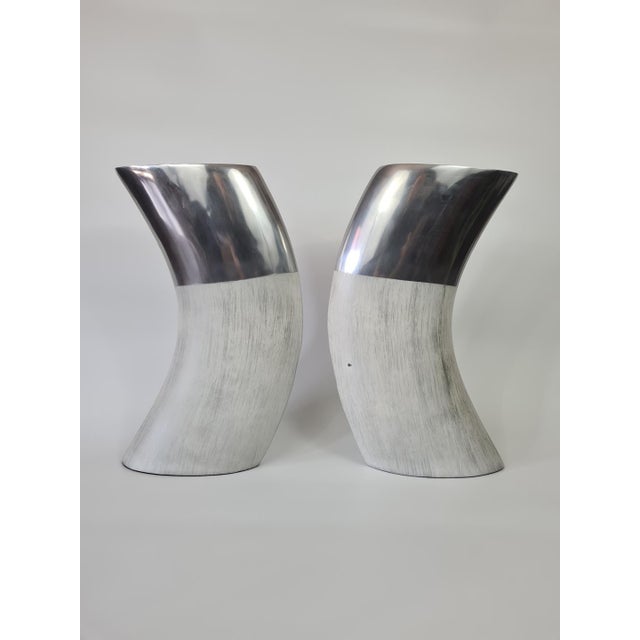 Vases in Aluminum and Ceramic from Ventura Living, 2000s, Set of 2 For Sale - Image 6 of 11