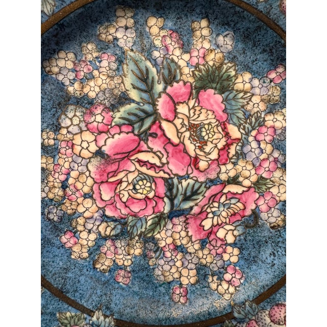 Chinese Vintage Chinese Cloisonné Decorative Wall Plate – Sold Individually, C. 1980s For Sale - Image 3 of 8