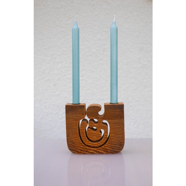 Mid-Century Modern Large Wooden Candleholder by Gunnar Kanevad, 1984 For Sale - Image 3 of 11