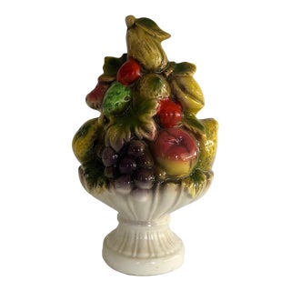 Mid 20th Century Vintage Majolica Ceramic Fruit Topiary Centerpiece For Sale