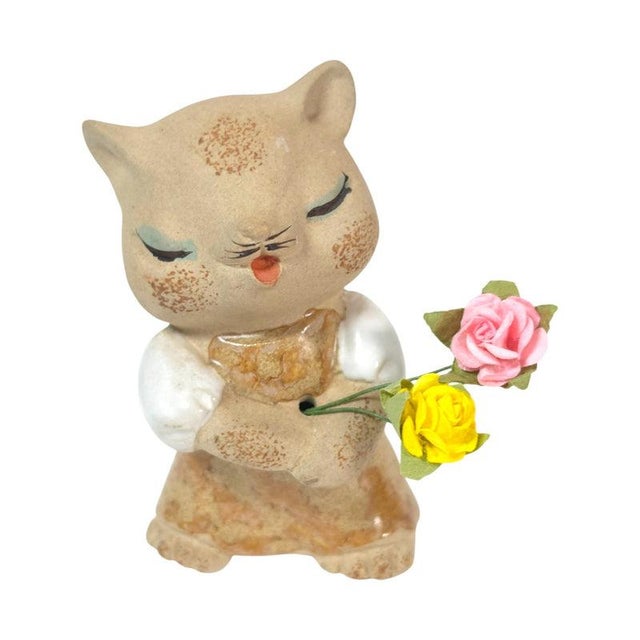 Vintage Uctci Japan Cat Flower Holders - A Pair For Sale In Los Angeles - Image 6 of 11