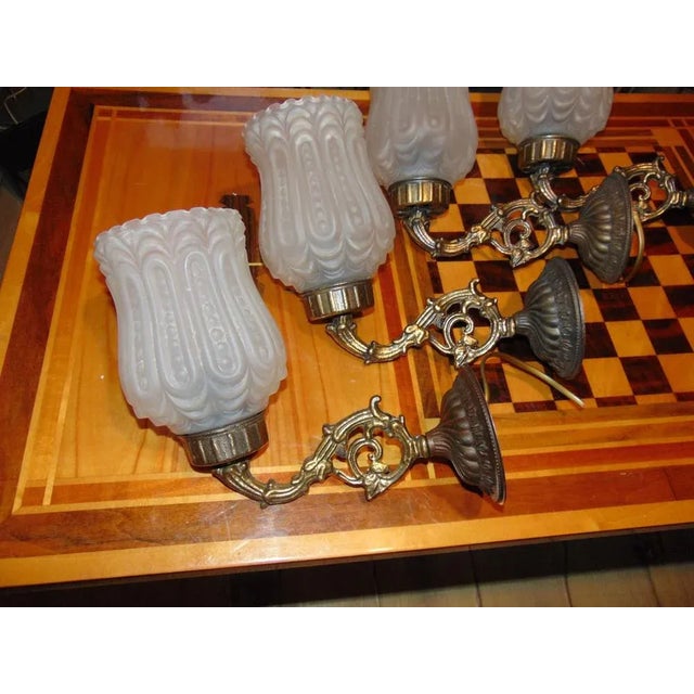 Brass wall lamp, sconces, vintage from the 50s-60s, price for 1 piece, dimensions: height 25 cm, depth 23 cm, diameter of...