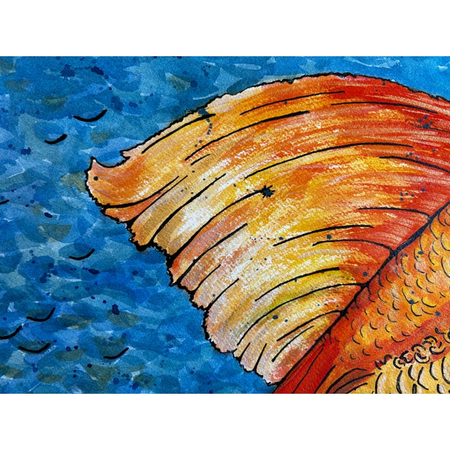 Framed Original Watercolor Painting of “My Goldfish” For Sale - Image 4 of 7