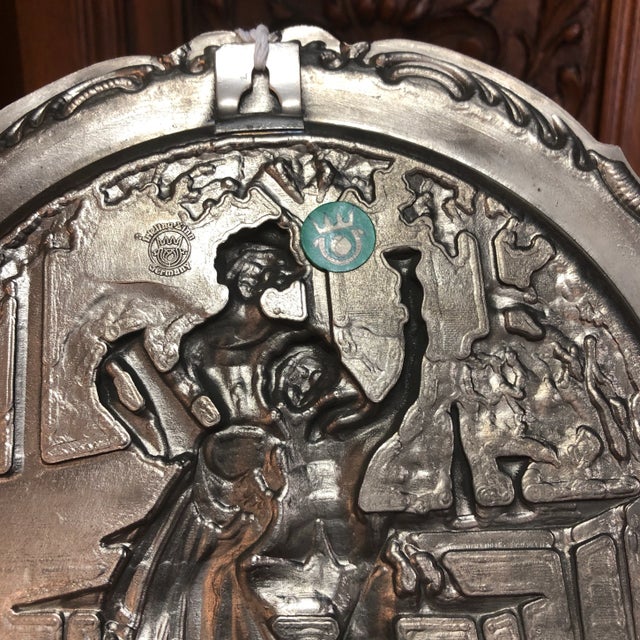 Mid 20th Century 20th Century English Traditional Martin Luther Embossed Pewter Plate For Sale - Image 5 of 6