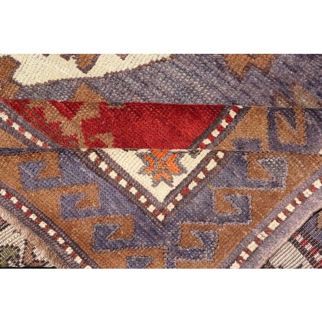 Turkish Vintage Oushak Rug With Medallions in Red, Taupe, Olive and Gray For Sale - Image 11 of 12