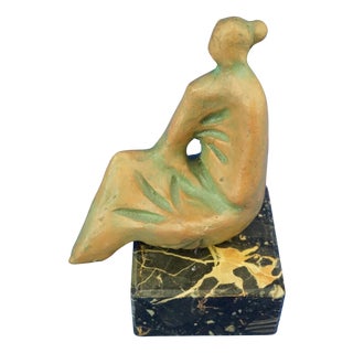 Frank Romero, Stylized Woman, 1950s, Terracotta with Marble Base For Sale