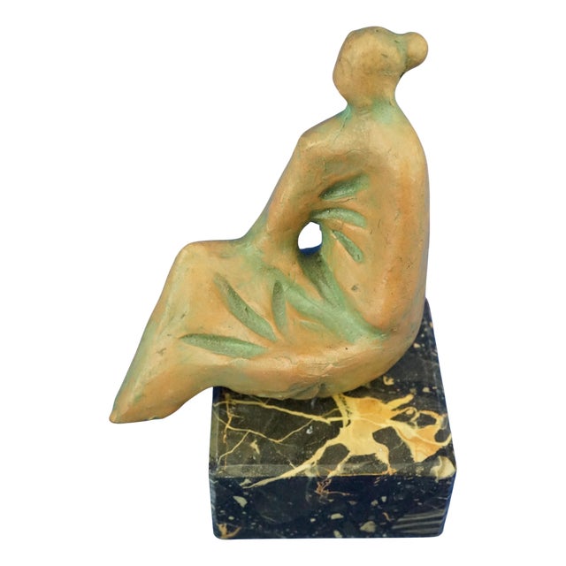Frank Romero, Stylized Woman, 1950s, Terracotta with Marble Base For Sale