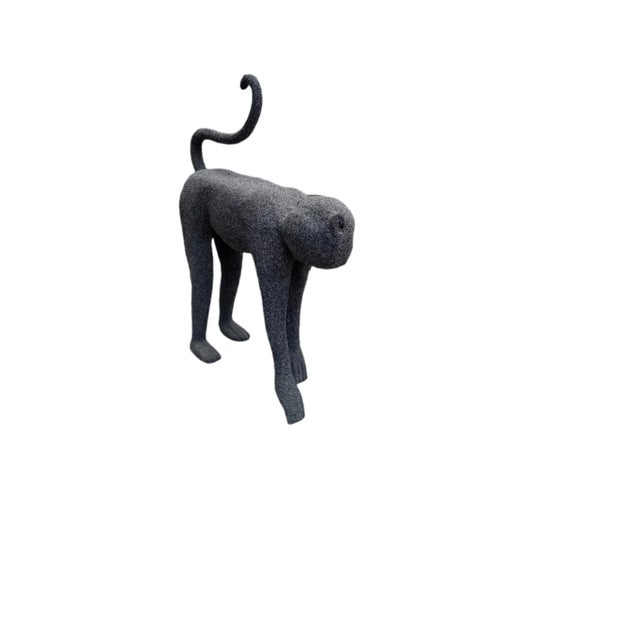 Mid Century Modern Crouching Monkey Sculpture This large 1980s crouching monkey sculpture in grey is a striking...