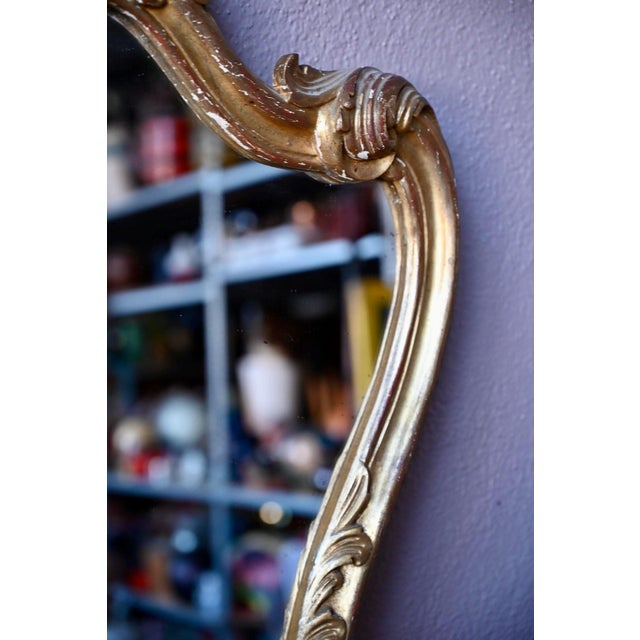 1950s Baroque Gilt Table Mirror in Carved and Stuccoed Wood, 1950s For Sale - Image 5 of 9