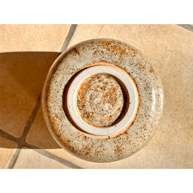 1980s Hand-Thrown Ceramic Art Vase with Speckled Earth-Tone Glaze, Germany, 1980s For Sale - Image 5 of 11