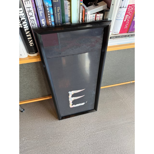 Black Vintage Framed Erté Silk Art Deco Scarf Letter E Minotaur Galleries 1980s Postmodern For Sale - Image 8 of 14