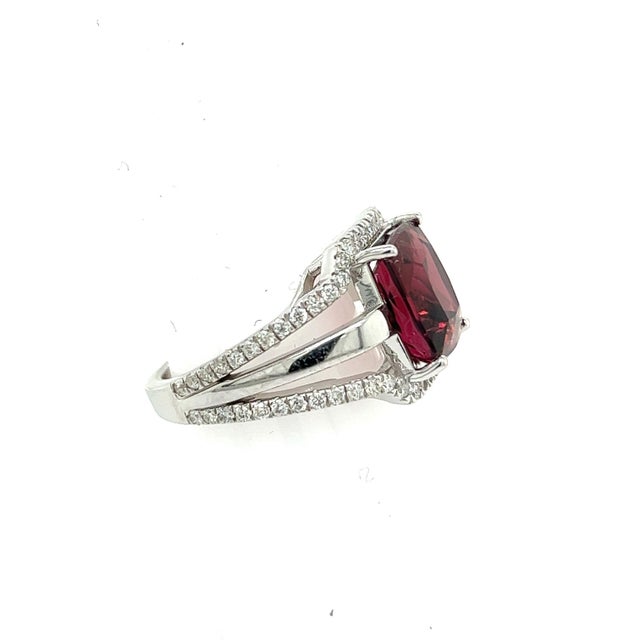 Natural Tourmaline Diamond Ring 6.5 14k White Gold 5.89 TCW Certified For Sale - Image 13 of 18